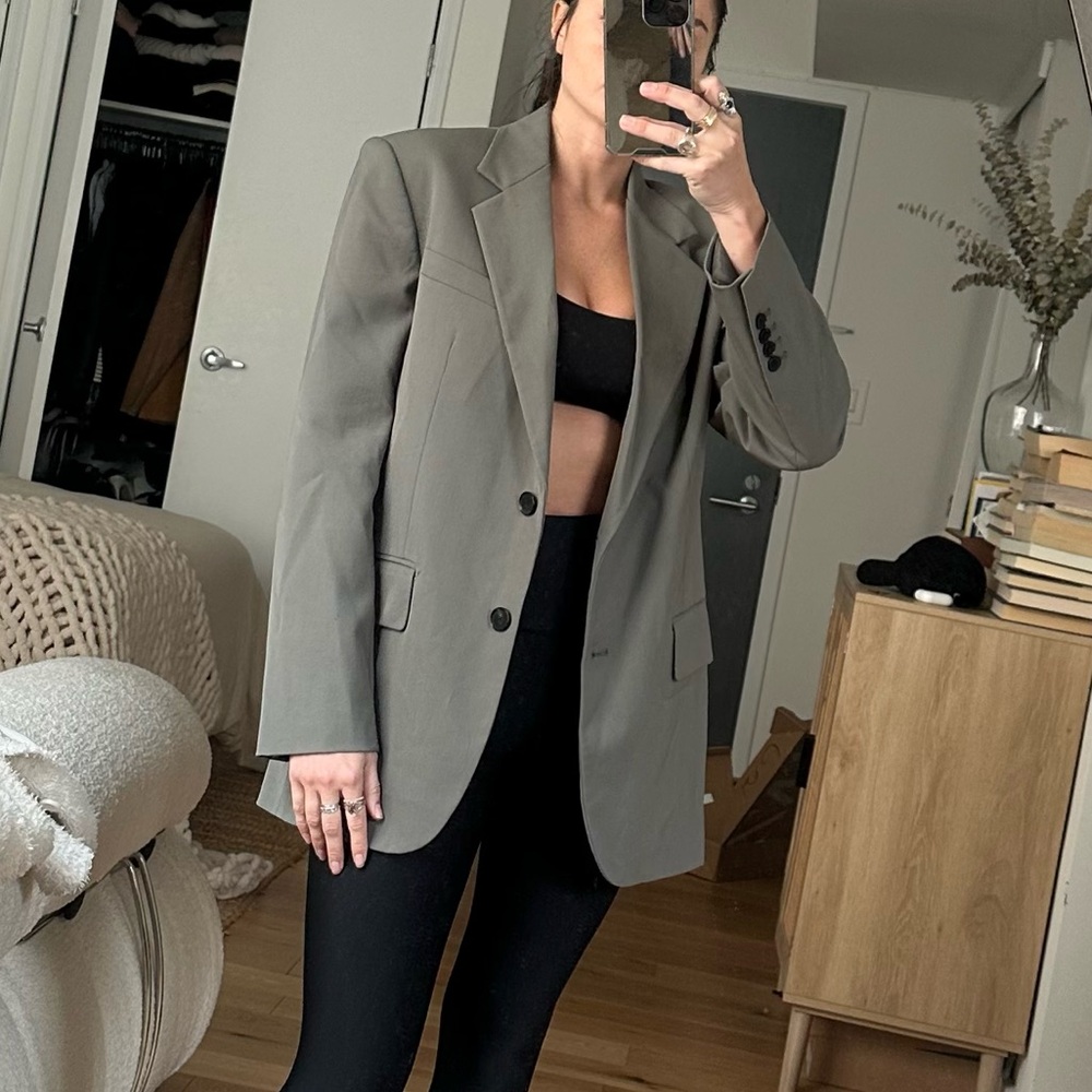 Zara Gray Blazer Modern Oversized Fit